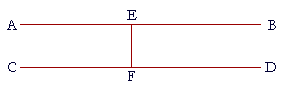 A straight line perpendicular to one of two parallel lines