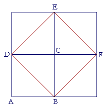 Four equal squares cut in half