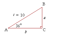 Angle A = 36 degrees